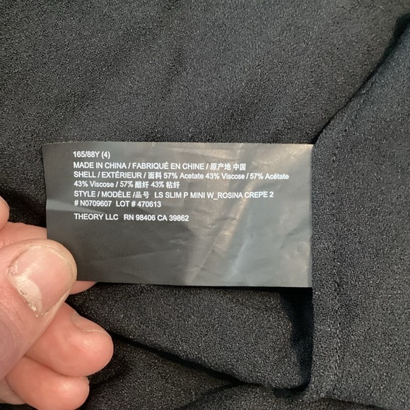 Theory Mini Dress Black Rosina Crepe 2 Long Sleeve Flared Hem Size 4 - Picture 7 of 7